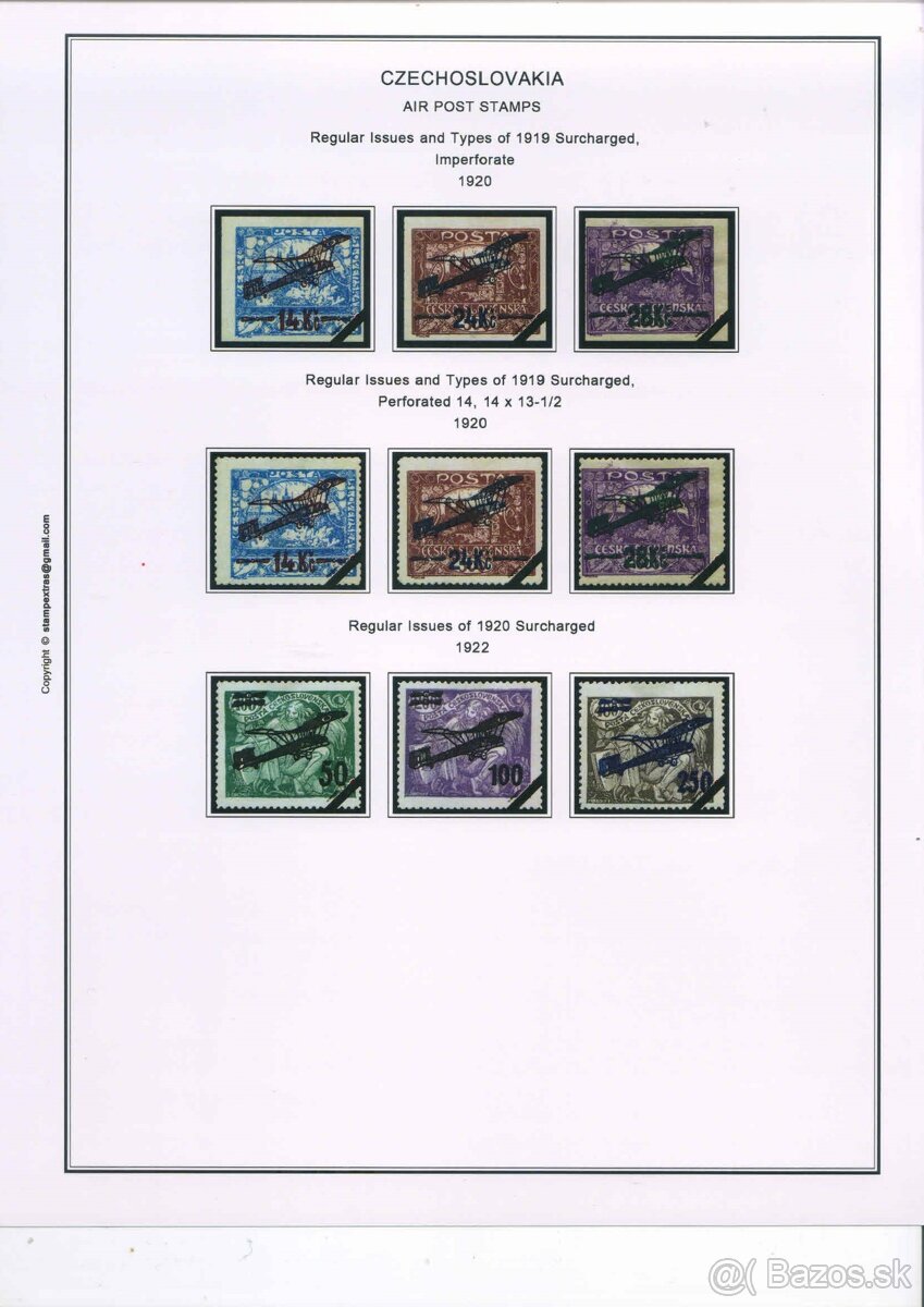 Poštové známky, filatelia: ČSR 1918-1938 albumové listy - 8