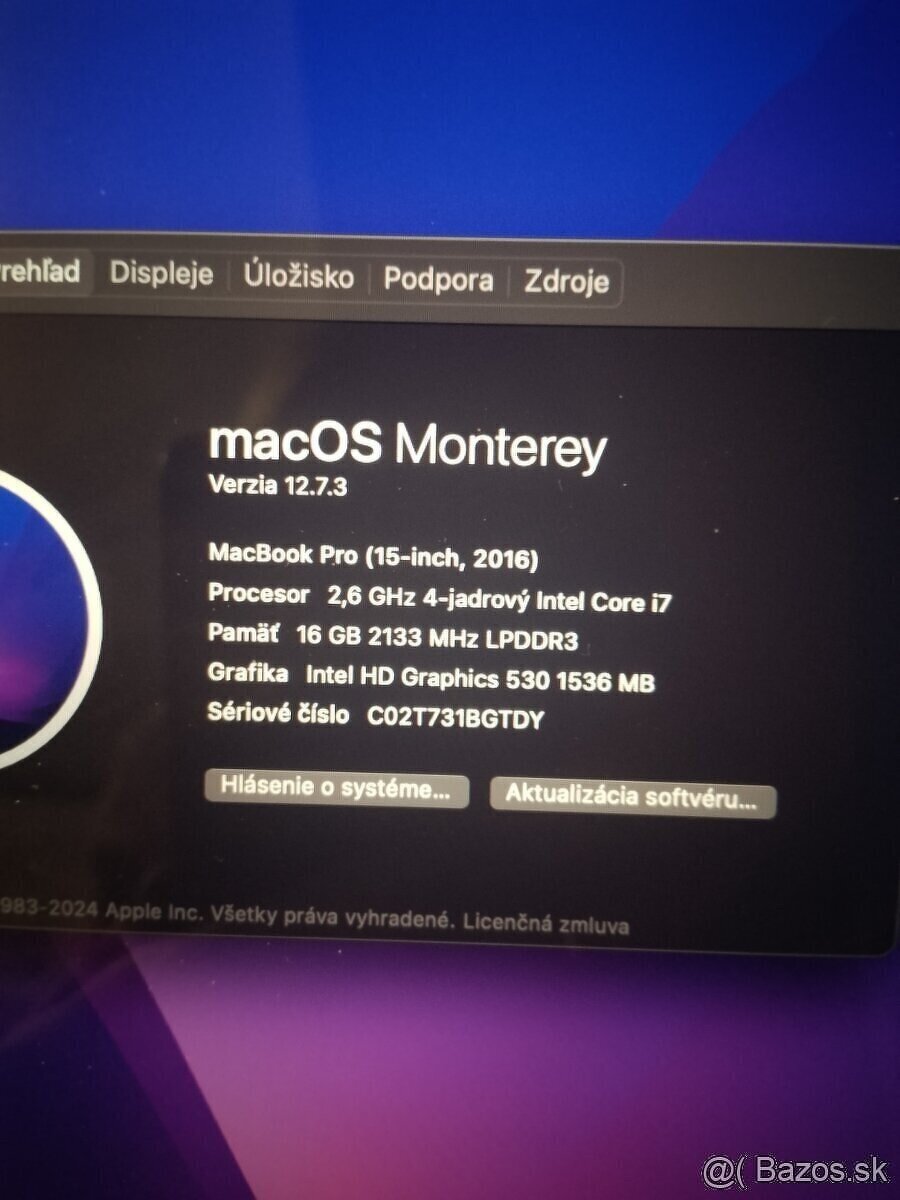 MacBook Pro 15inch 2016 / 16GB/256GB Super stav - 8