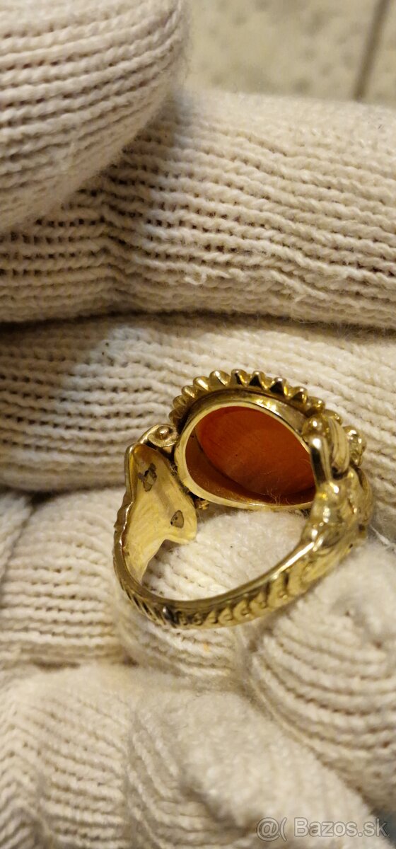 Starožitný zlatý pánsky prsteň Rakúsko Uhorsko - 8