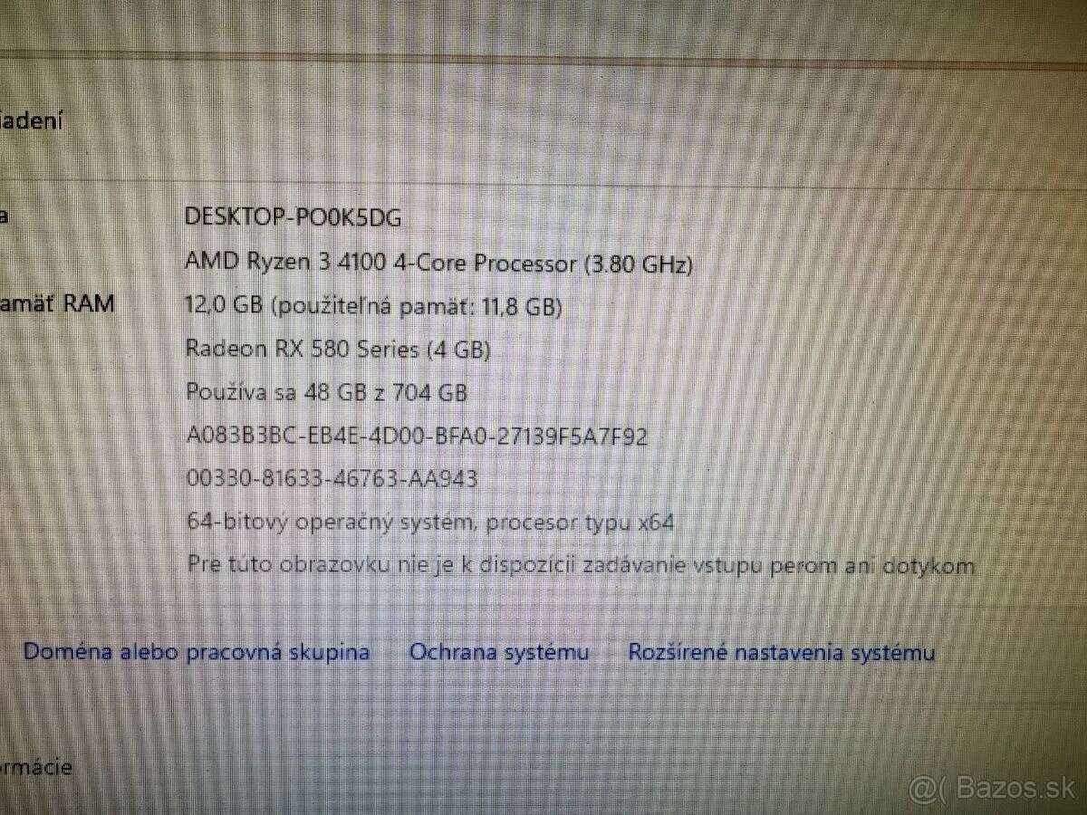 Herný počítač Ryzen 3 4100 / RX 580 4GB / 12GB / SSD+HDD - 8