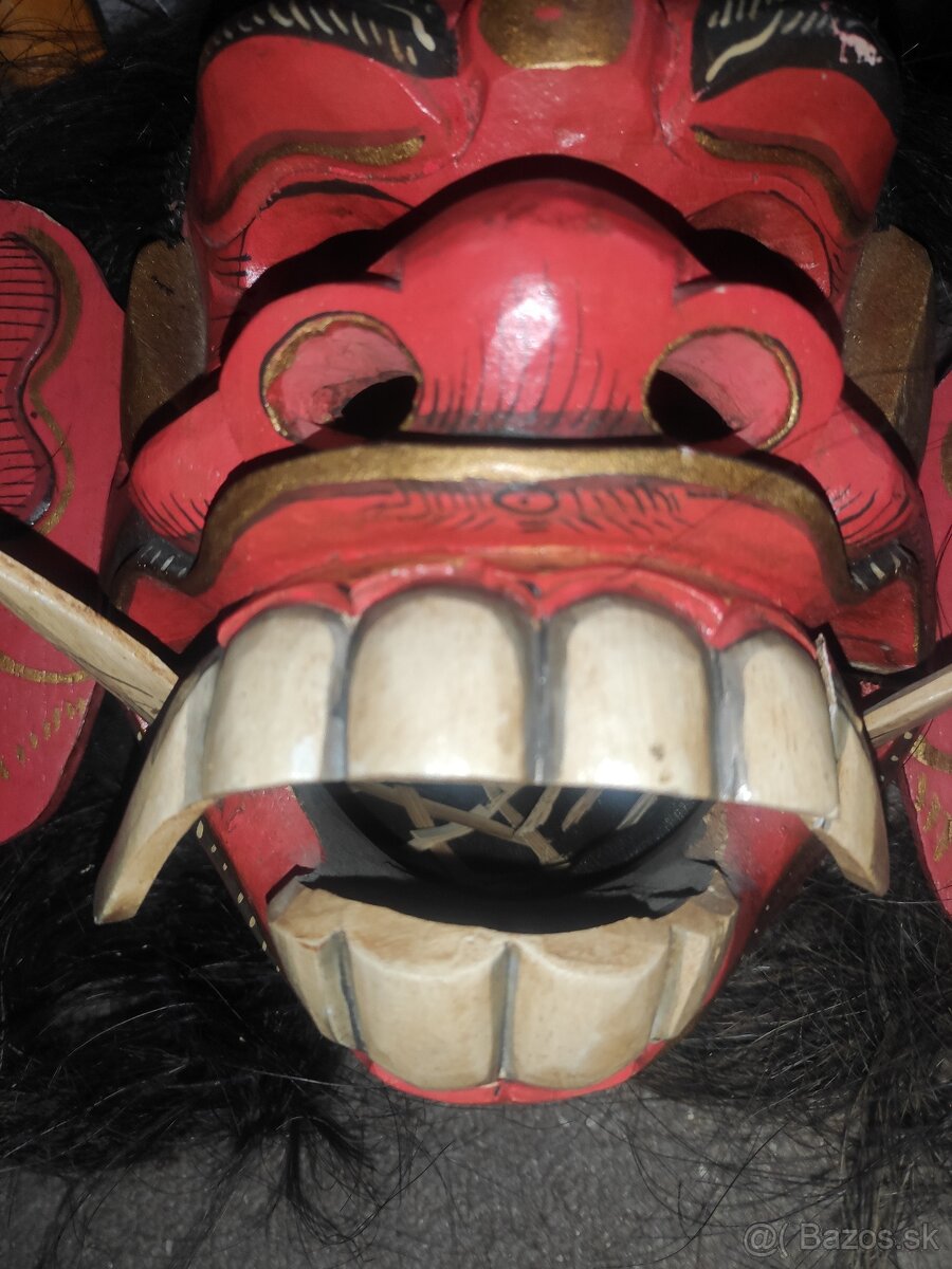 Okultná Indonézska drevená vyrezávaná maska Boha - 8