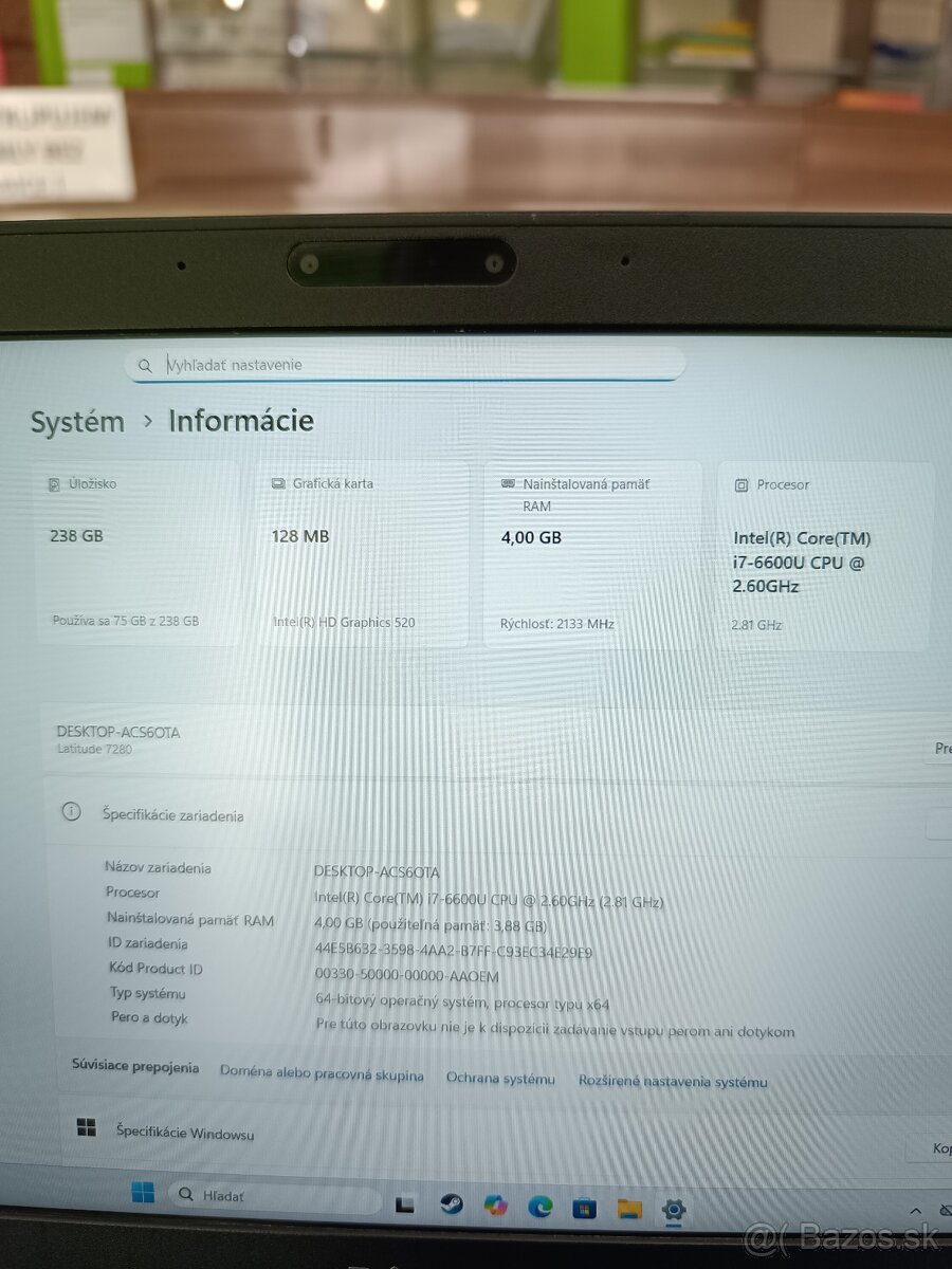 Malý notebook Dell Latitude 7280 - 8