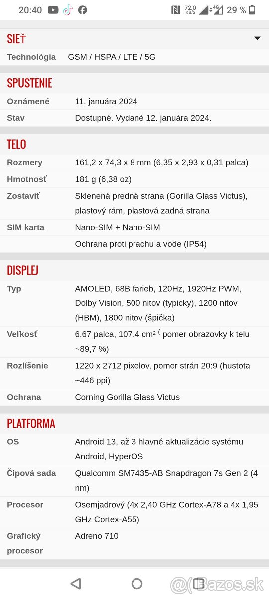 Xiaomi Poco X6 5G. 8gb/256gb., Tmavá farba. - 8