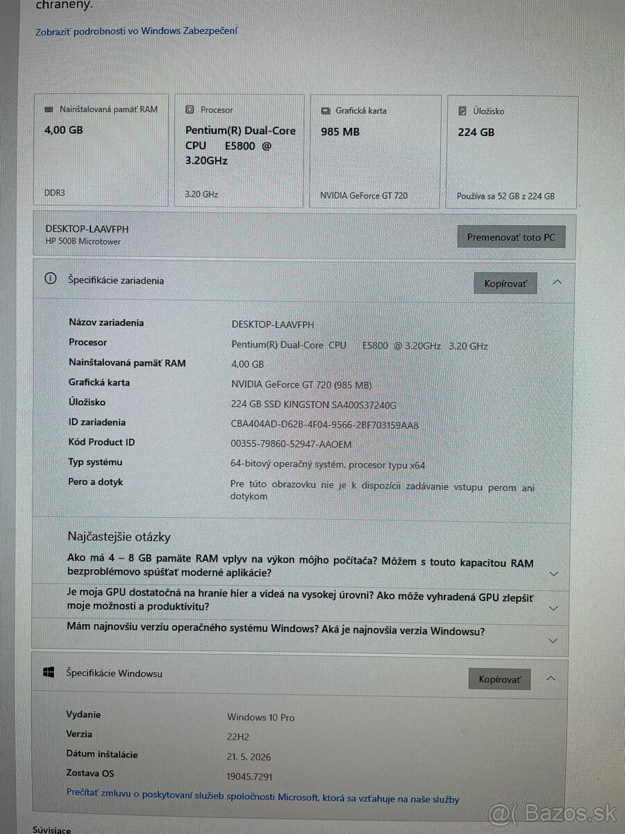 Kancelársky PC / GT 720 / SSD / WIN 10 Pro / Office 2016 - 8
