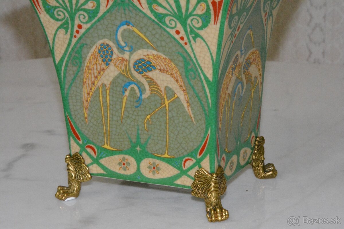 Secesní váza - porcelán + bronz - 8