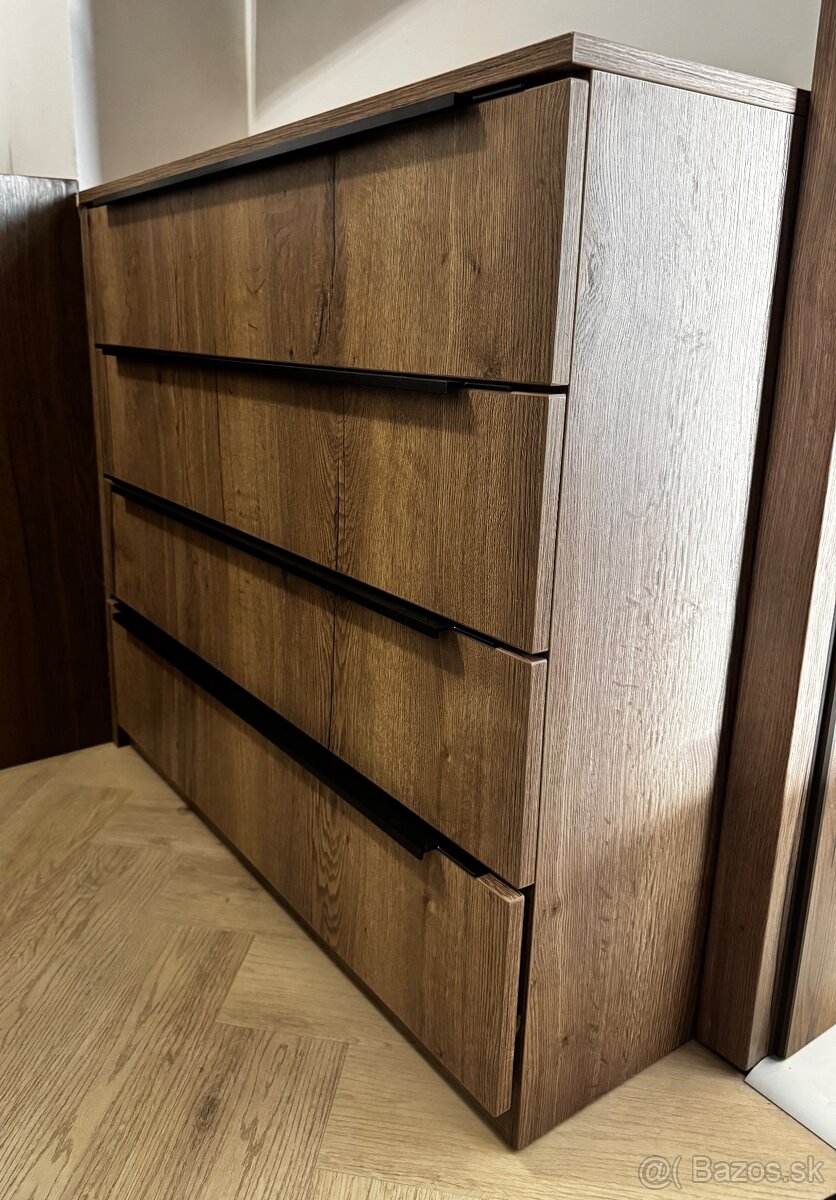 Predám nábytok do izby – Dub Halifax Tabakový (skriňa, stôl - 8