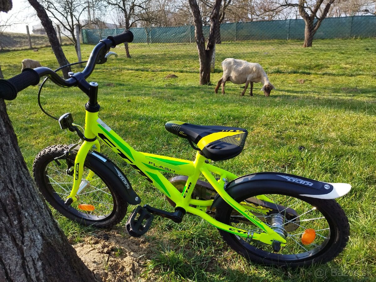Predám detský bicykel CTM Flash Žltá/Zelená 16" - 8
