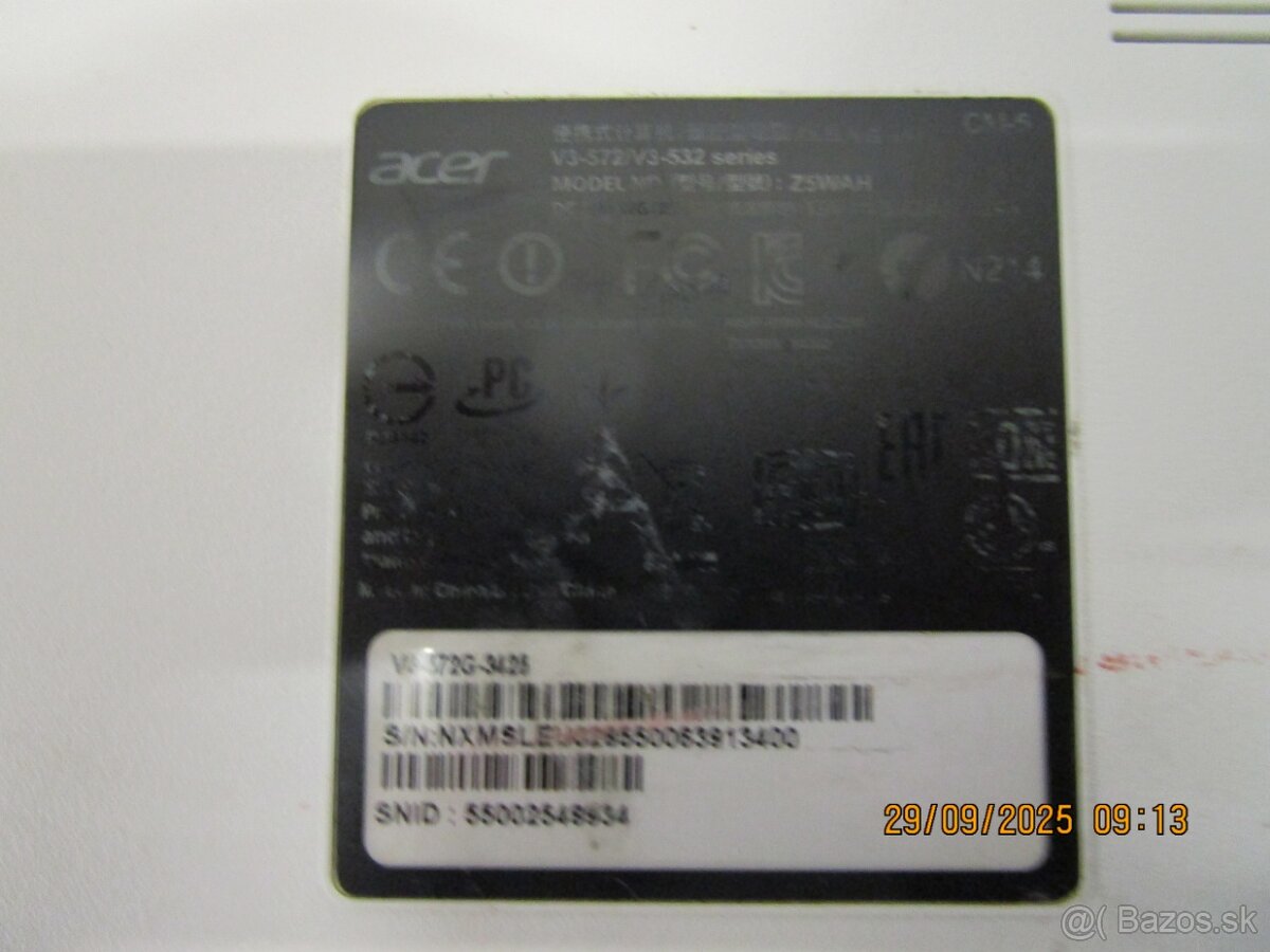 PREDAM notebook ACER V3572model Z5WAH za 65€ - 8