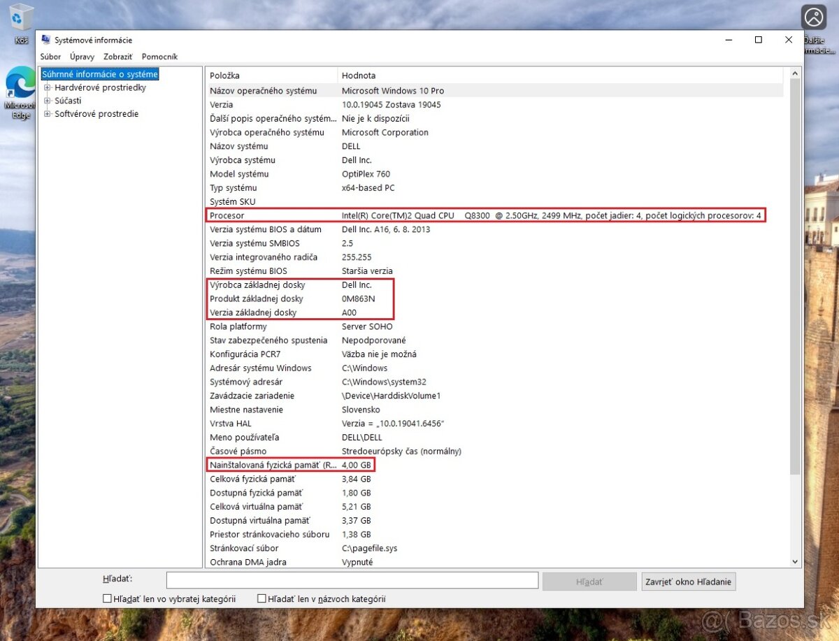 Predám PC zostavu Dell OptiPlex 760 - 8