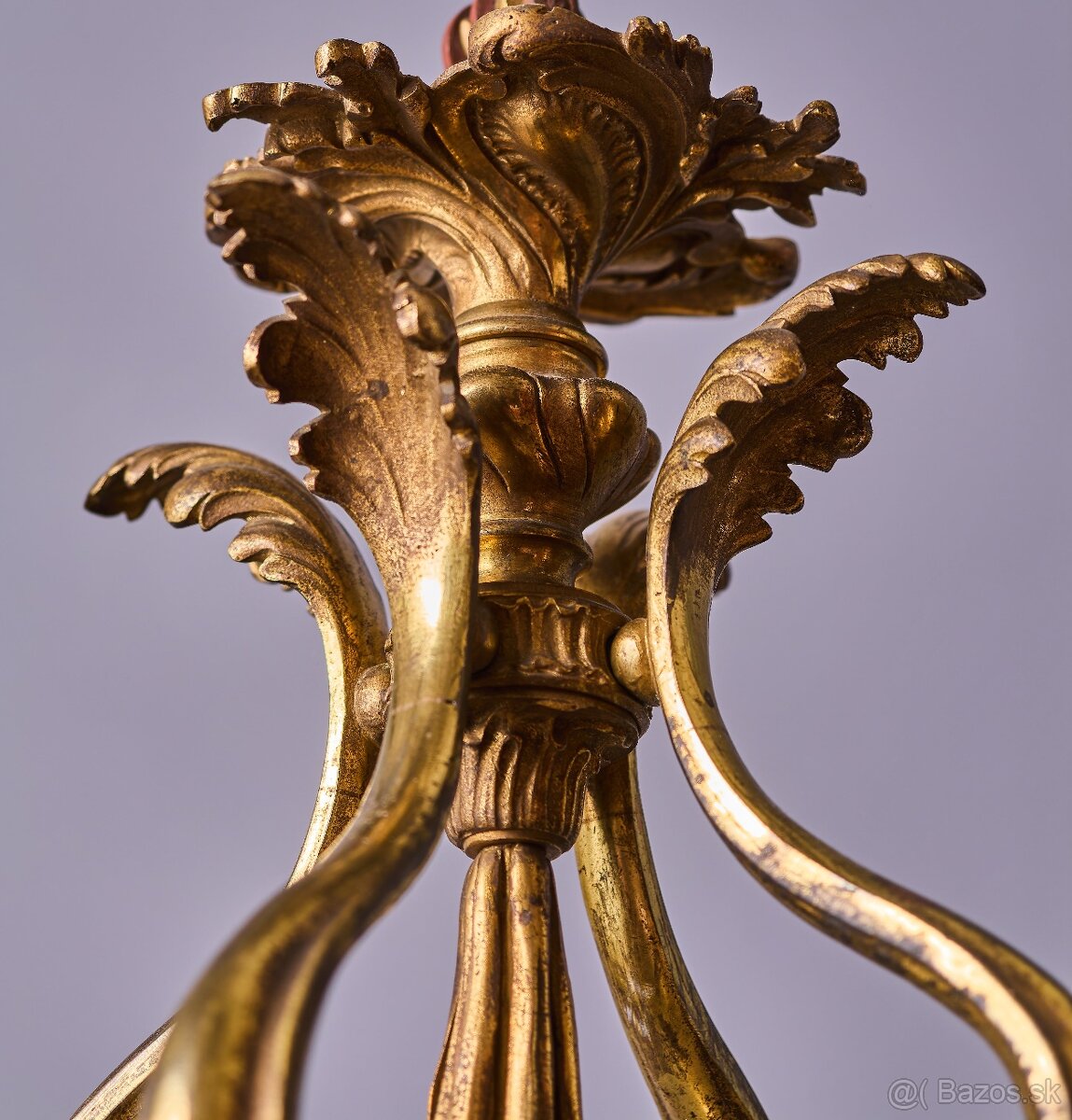 Secesný bronzový luster s kosatcami (iris) - 8