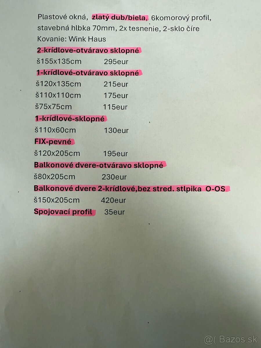 Plastové balkonové dvere 2-krídlové, zlatý dub/biela, nové - 8