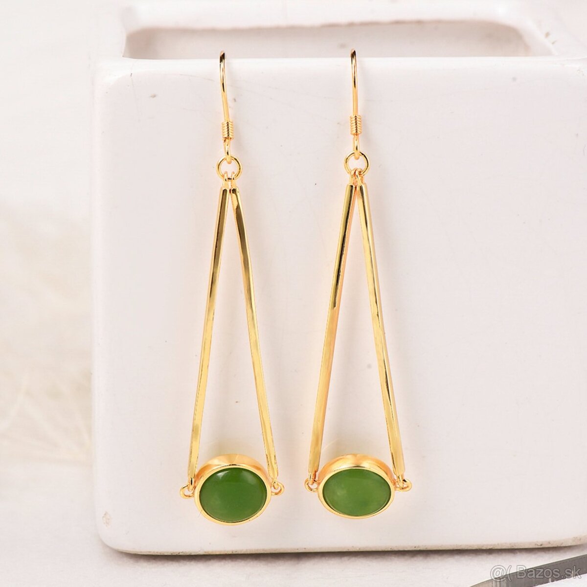 Nefritové visiace náušnice s certifikátom - 8