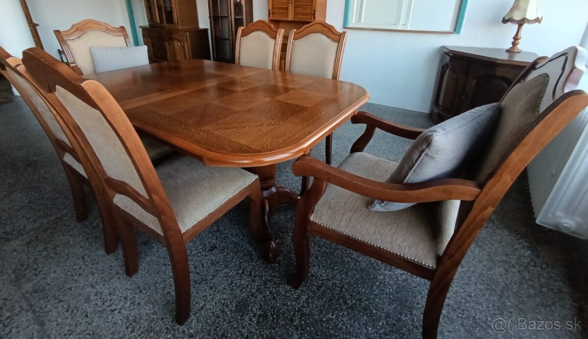 Rustikální jídelní set, stůl, židle, křesla, masív - 8