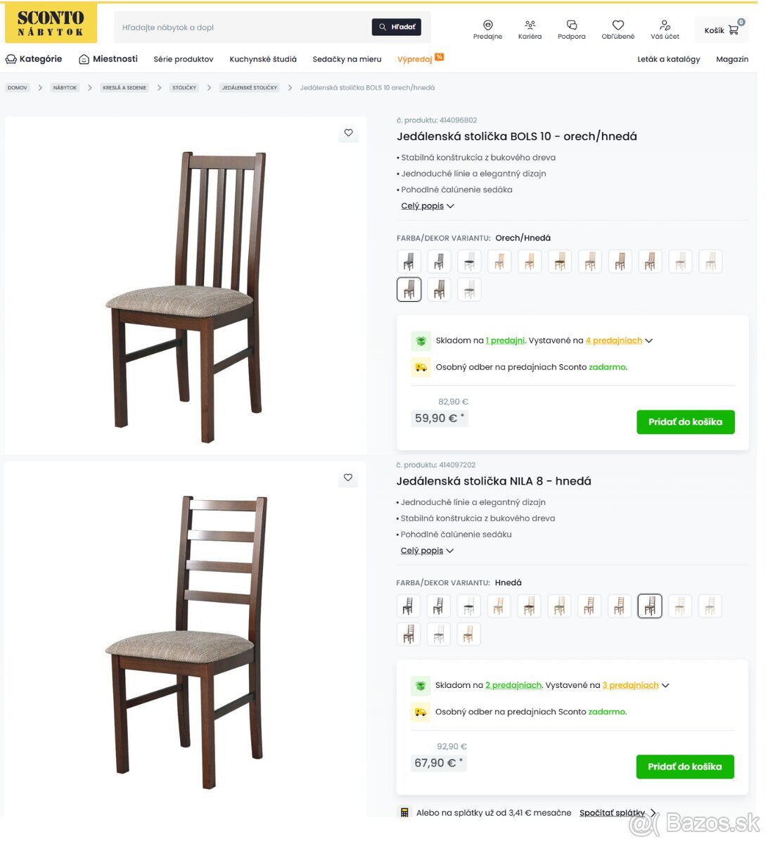 Jedálenské stoličky - orech/hnedá 3ks - 8