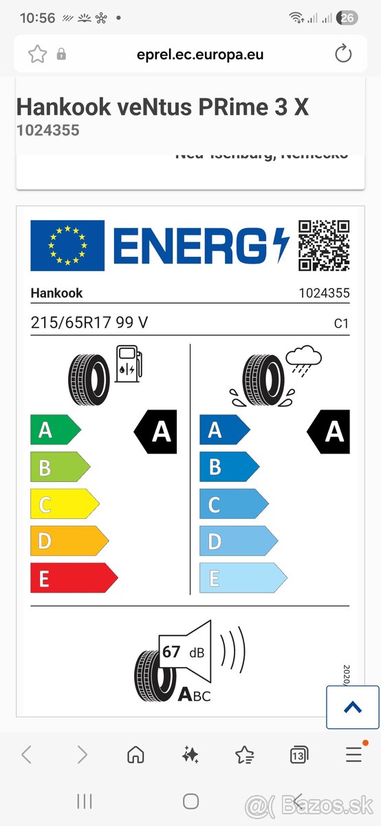Hankook 215 / 65 R17 - 8