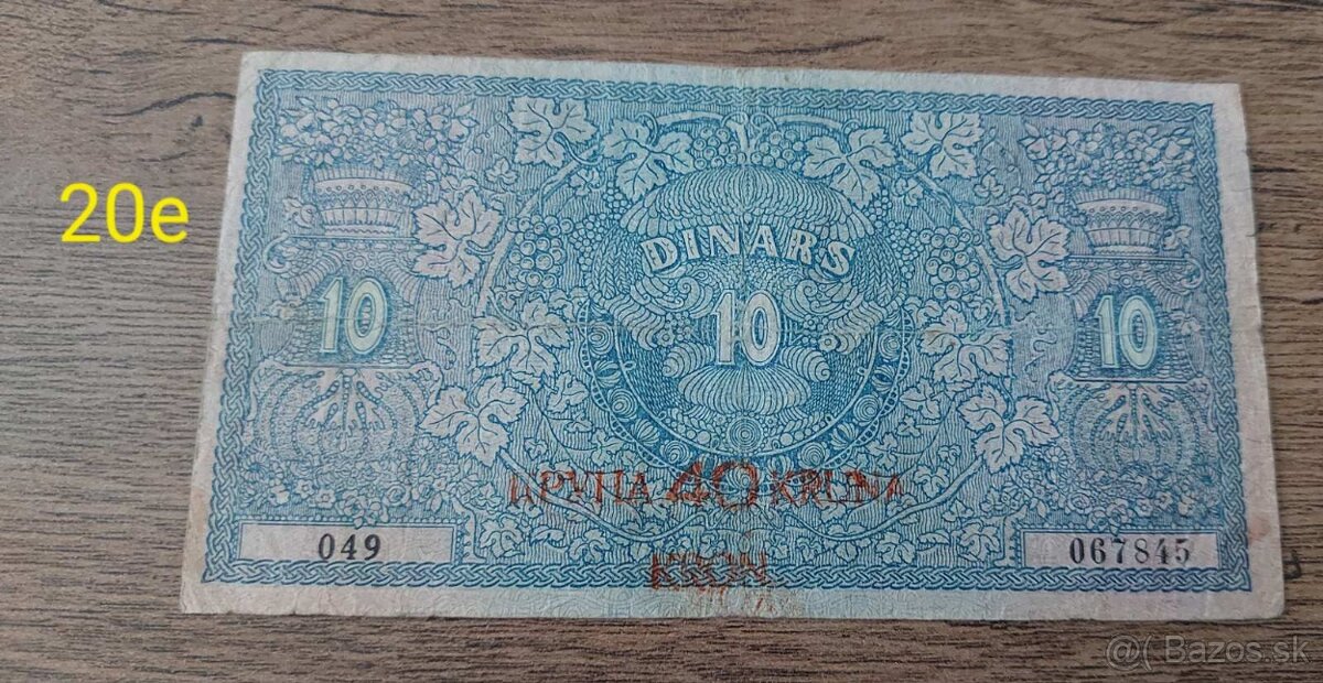 Srbske bankovky 1 - 8