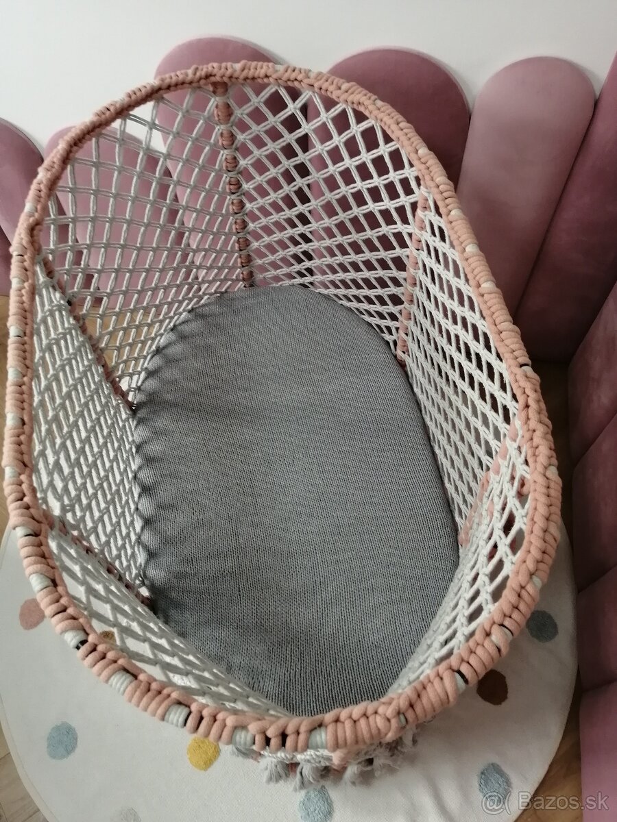 Predám ručne robenú makramé detskú postieľku. - 8