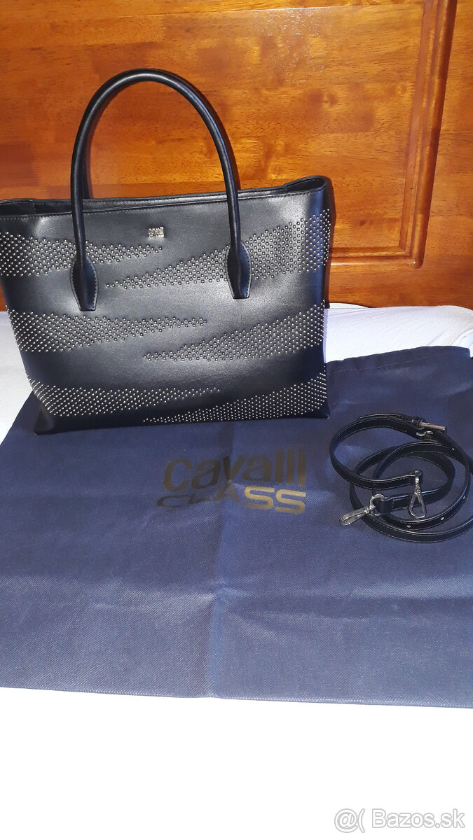 čierna kožená kabelka cavalli class - nová - 8