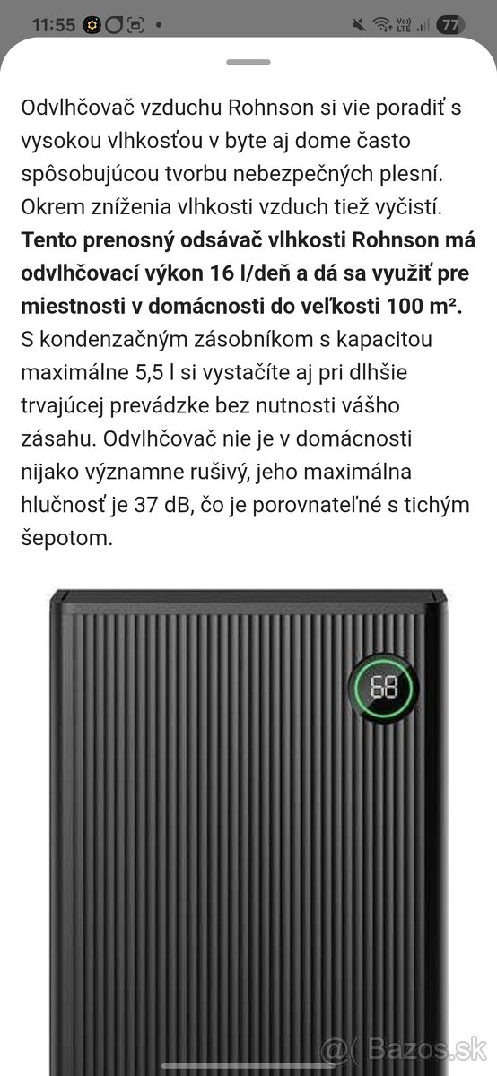 Odvlhčovač vzduchu Rohnson R-92016 True Ion & Health Clean+ - 8