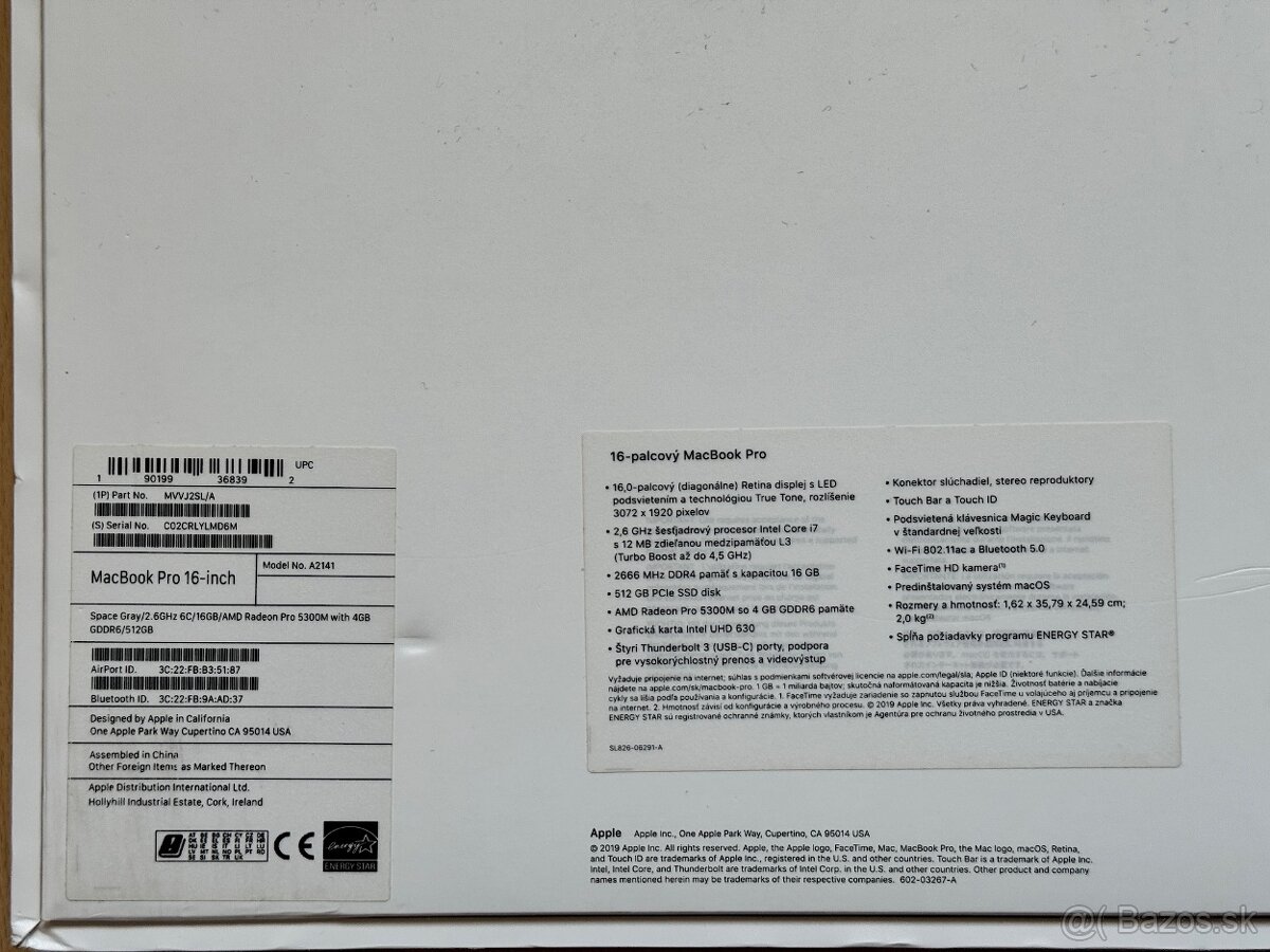 MacBook Pro 16" i7-2.6GHz/16GB/512GB, Výdrž batérie 6 hod. - 8