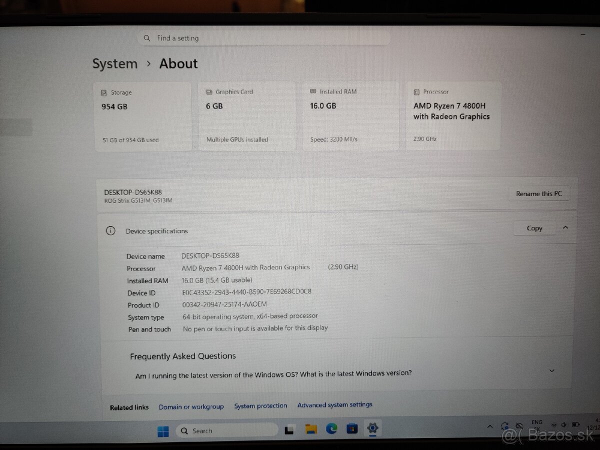 ASUS ROG G513 | Ryzen7, RTX3060, 16/1000Gb - 8