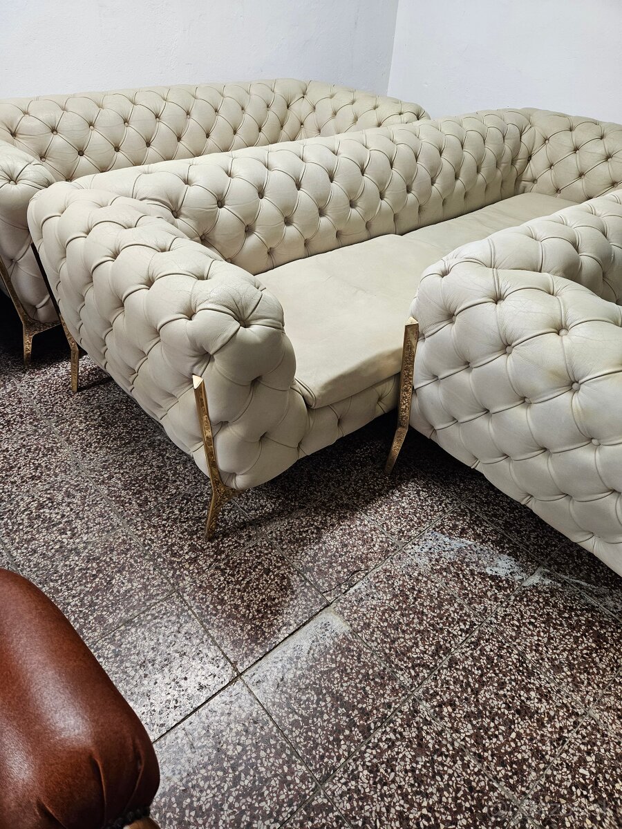 CHESTERFIELD ŠTÝL-CALIA ITALY,KOŽENÁ SEDAČKA 3+2+1,NEROZŤ. - 8