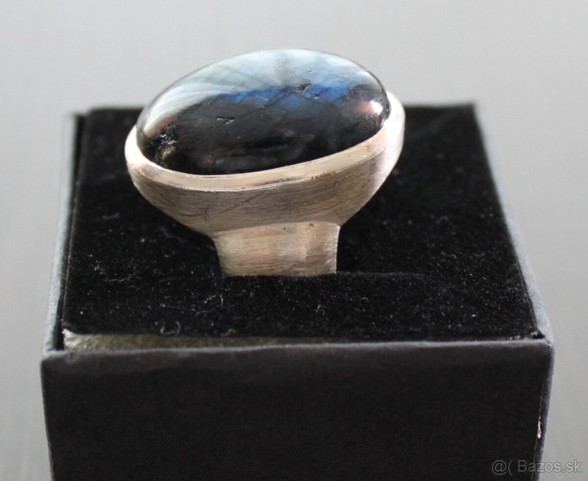 Masívny strieborný prsteň 925 s labradoritom - 8