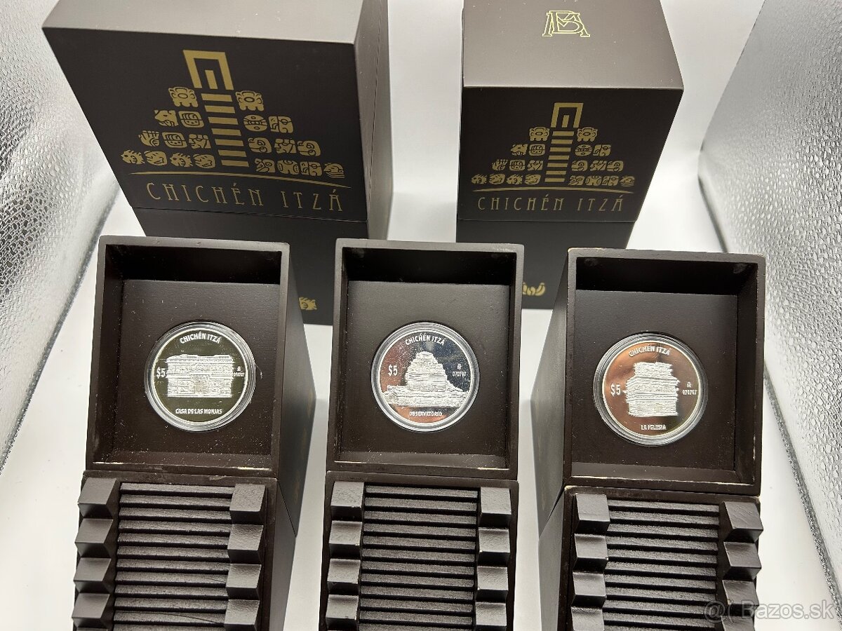 3x 1 oz. + 2 oz. + 5 oz. Investičné striebro Mexiko Chichen - 8