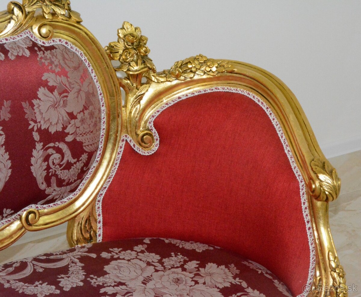 Zámecké řezbované sofa - čalouněné - 8