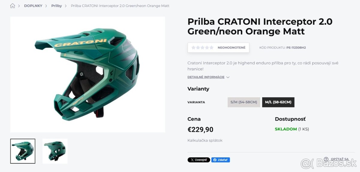 CRATONI INTERCEPTOR 2.0 fullface prilba integrála, nová - 8