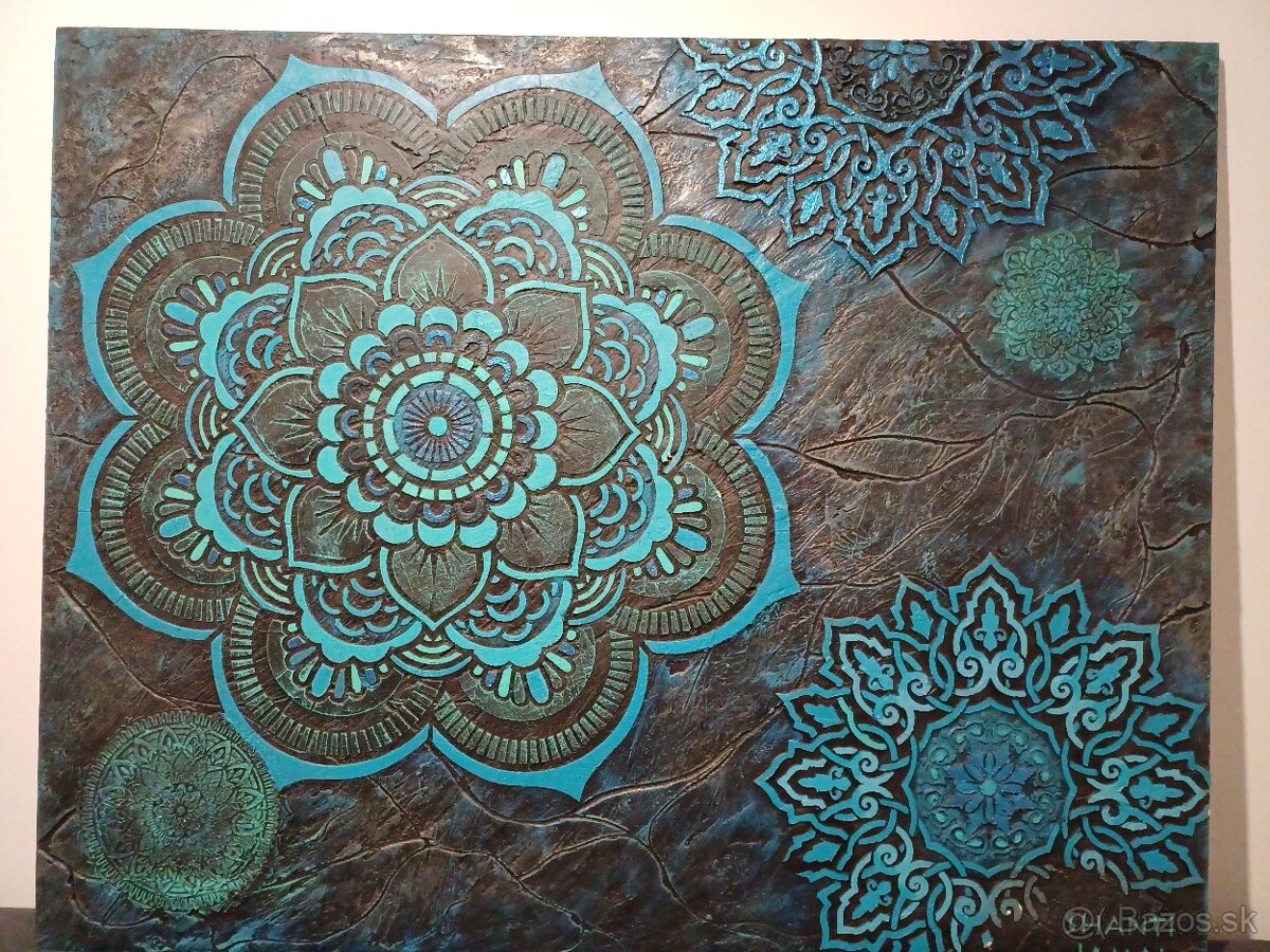 Mandala obraz tyrkys 3D 125x100cm - 8