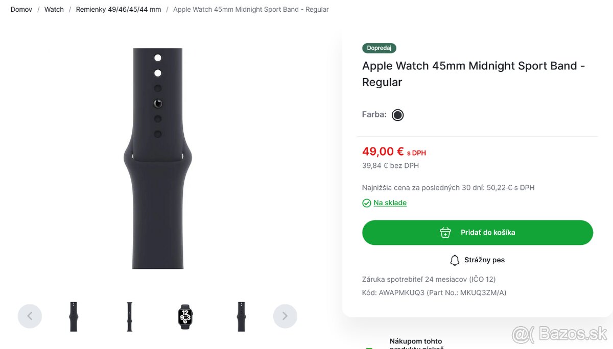 Apple Watch midnight sport band remienok 45mm - 8