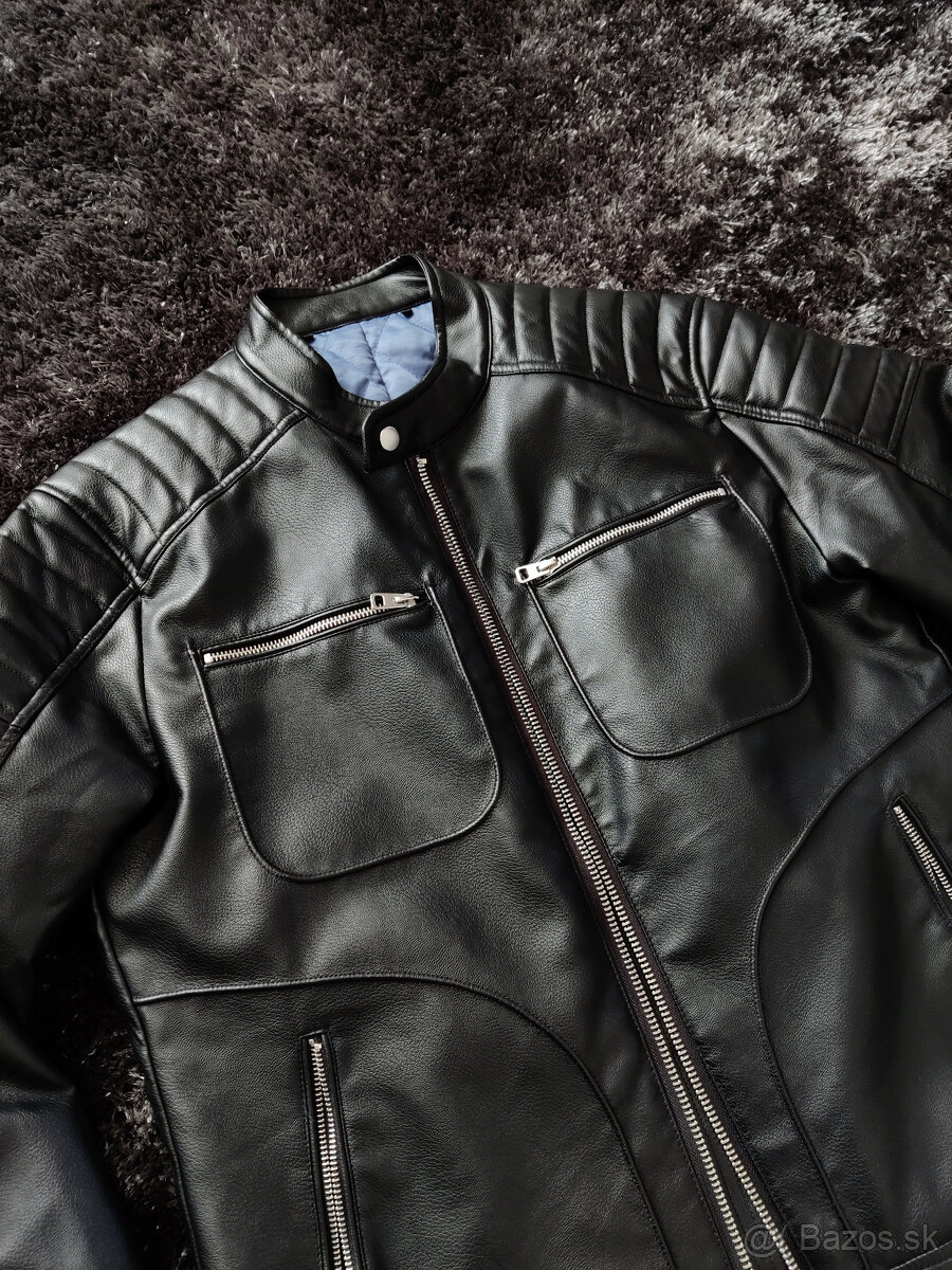 Pánska koženková bunda, bombera, riflovka - 8