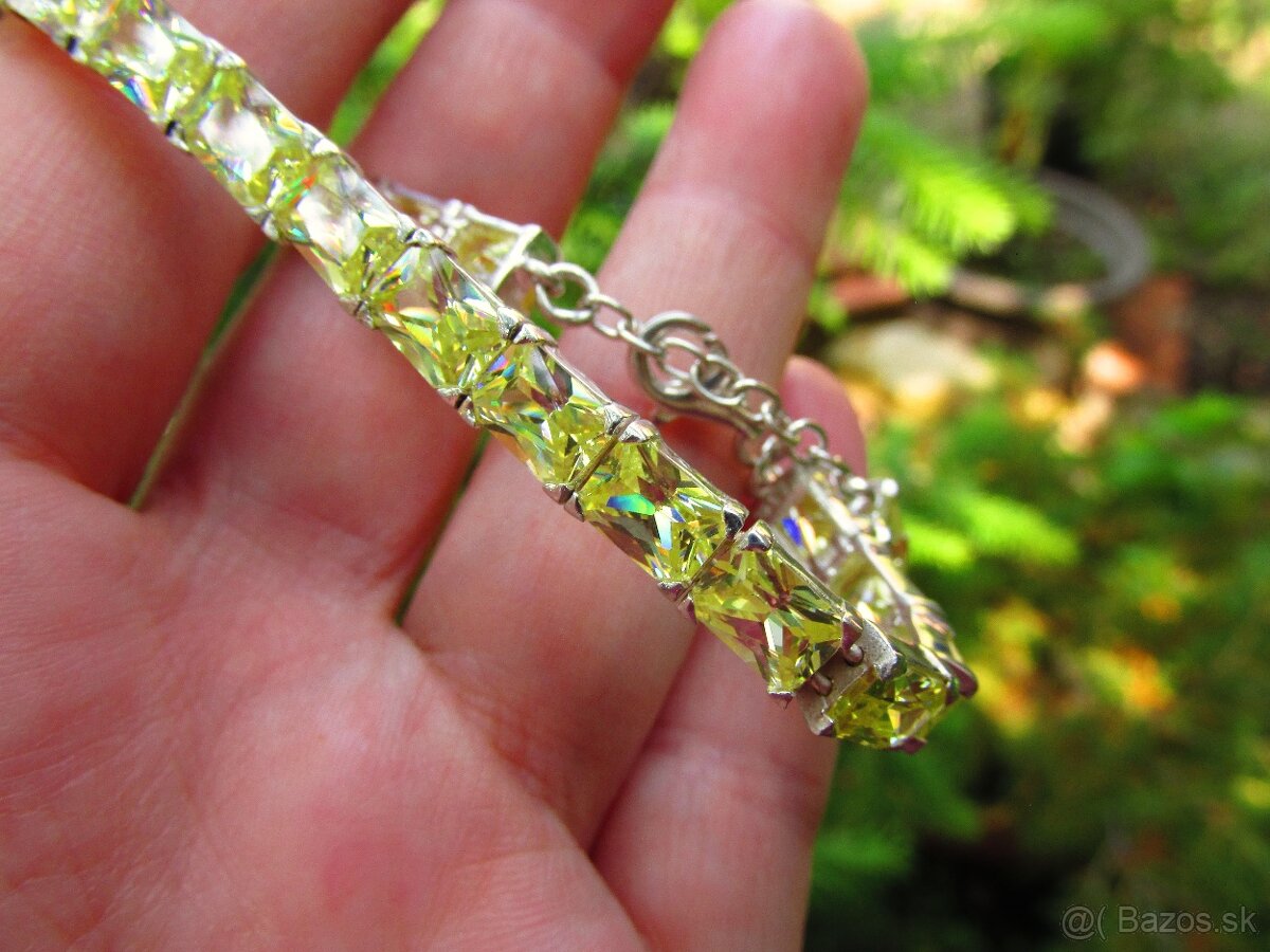 Strieborný náramok so žltými kamienkami, Ag 925 - 8