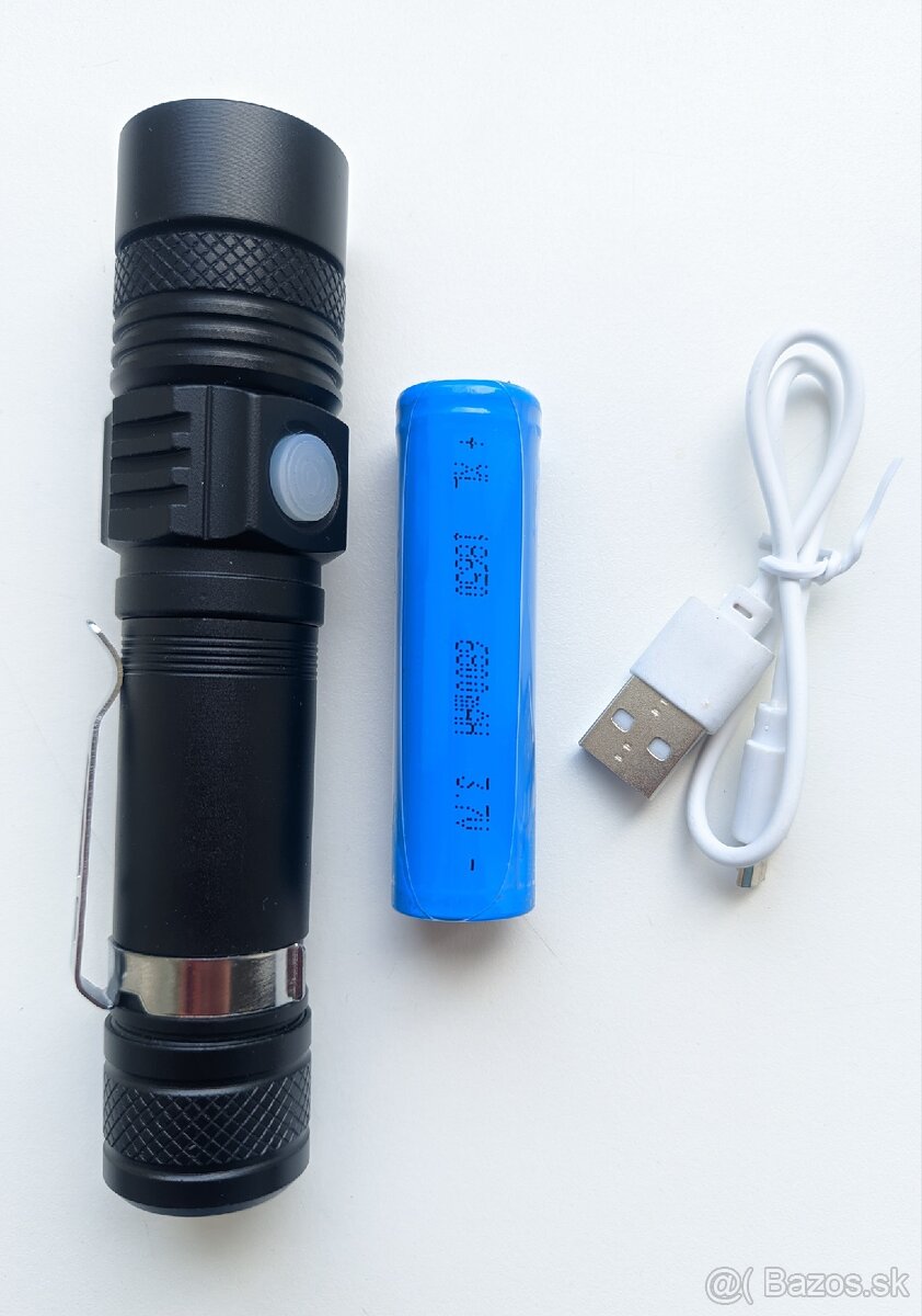 Predám novú silnú LED baterku s 6800mAh batériou a káblom - 8