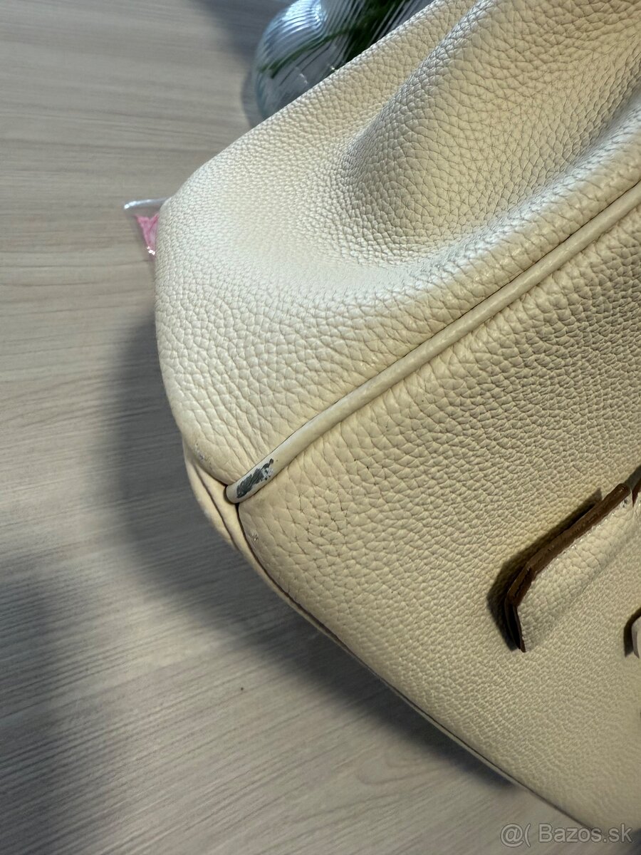Dámska kožená krémová kabelka - 8
