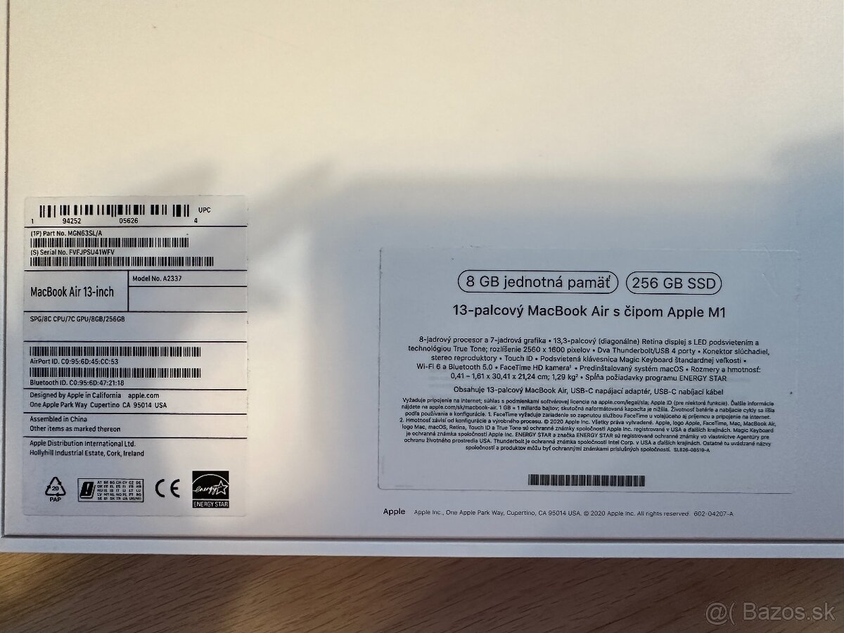 MacBook Air 2020| 13.3"| M1| 8GB+256GB| A2337| Space Gray - 8