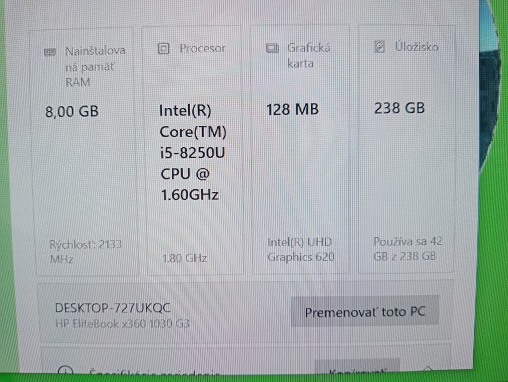 Hp elitebook x360 1030 g3 /dotykový displej /8gb ram /ssd - 8