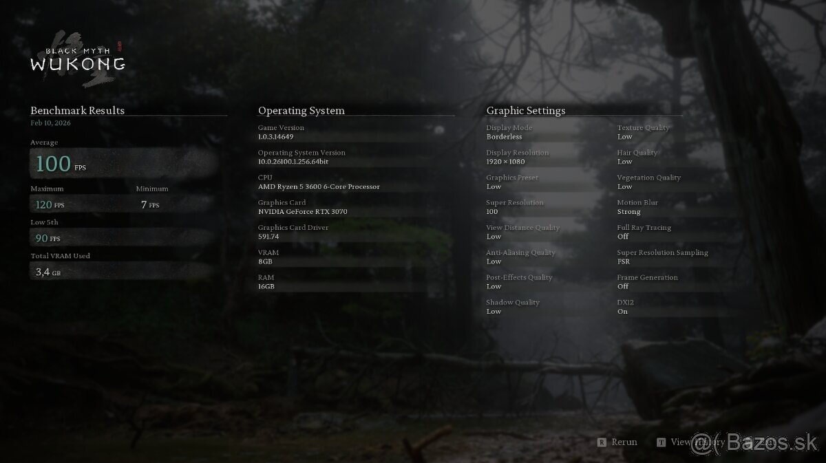 Herný PC • R5 3600 • RTX 3070 8G • 16G DDR4 - 8