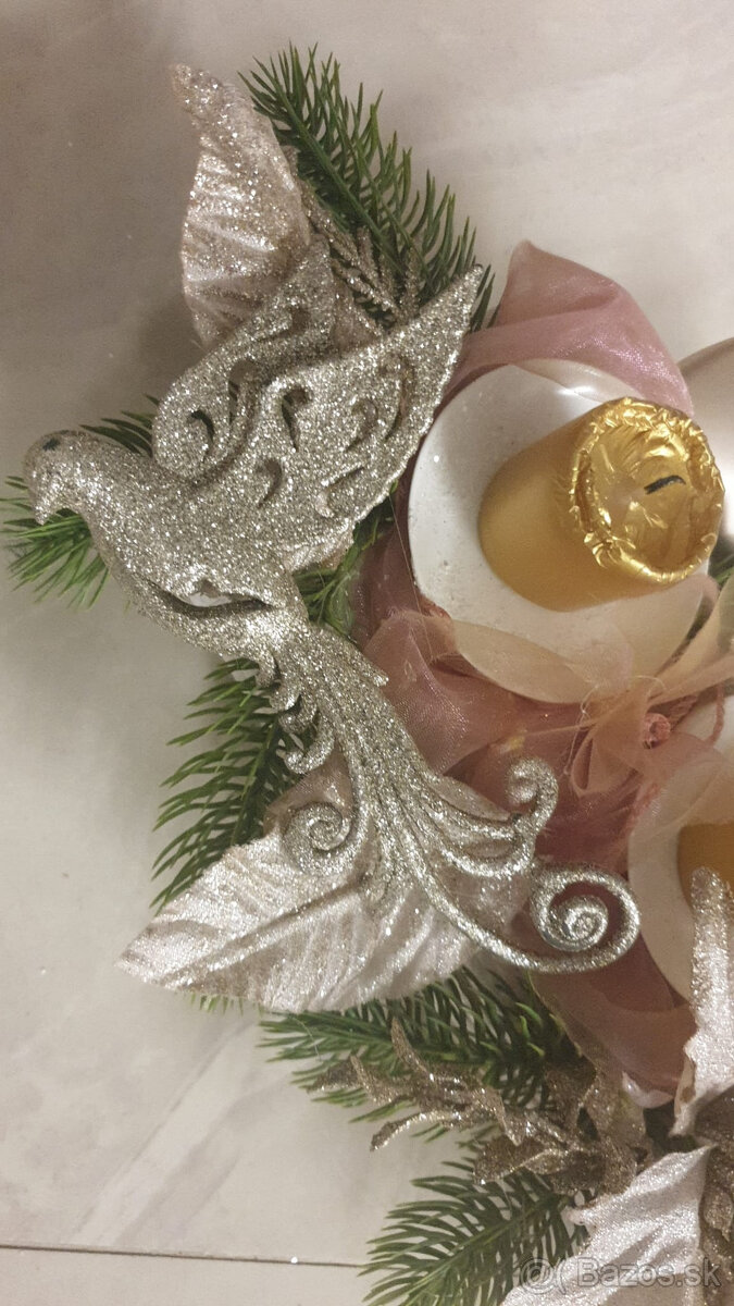 adventný vianočný sviatočný veniec + ozdobné hviezdy z dr - 8