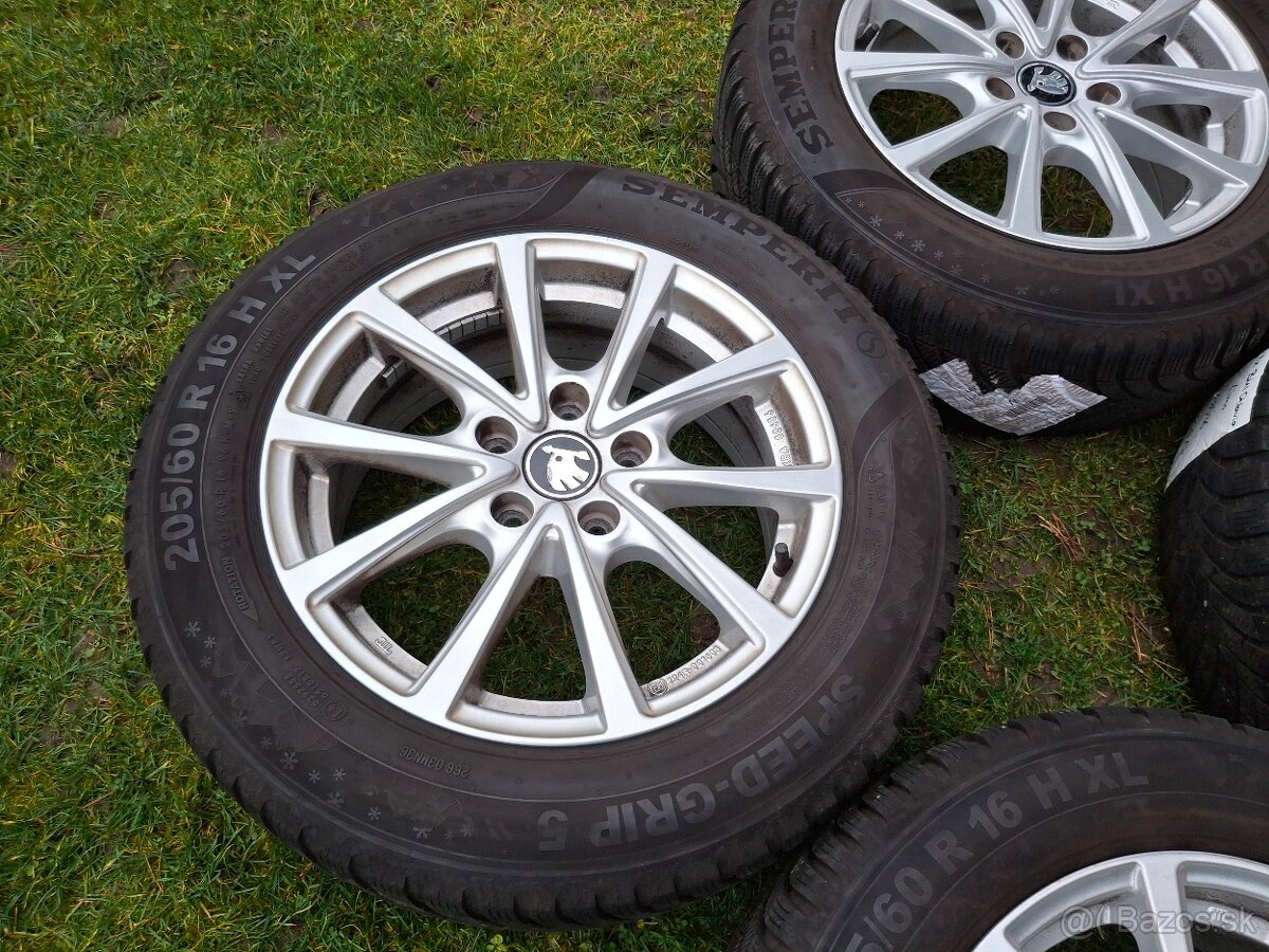 16" ALU 5x112 (škoda a iné) + zimné 205/60 r16 7,5mm TOP - 8