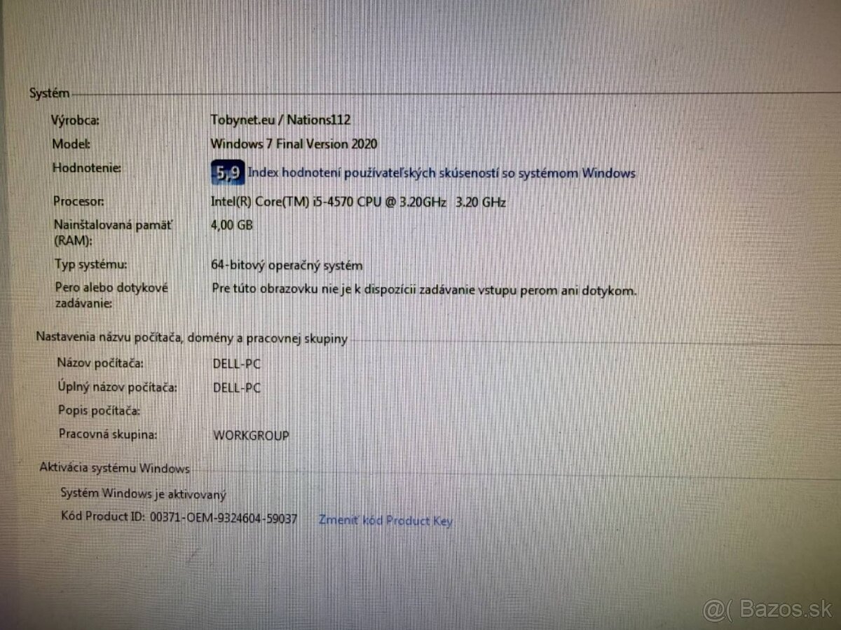 Počítač Dell 9020.Intel i5-4570 4x3,20GHz.250gb HDD.Win 7. - 8