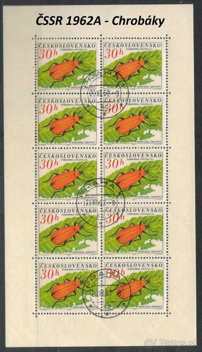 Poštové známky, filatelia: ČSSR, desaťbloky A - 8