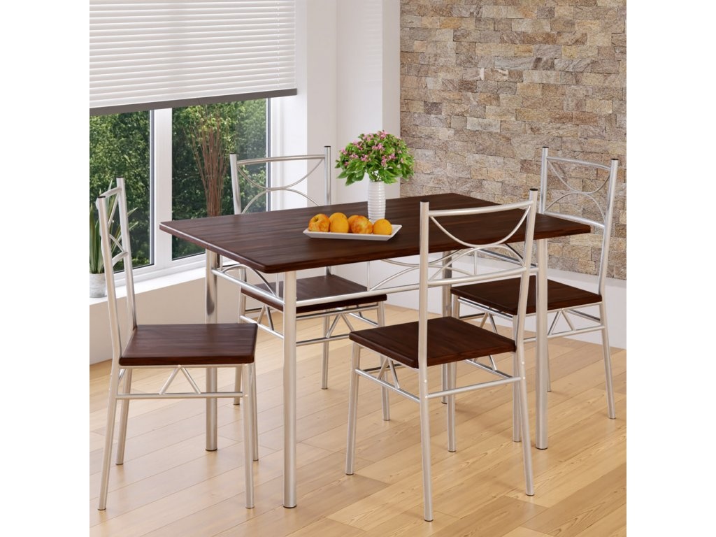 5 dielna jedálenská zostava stôl a 4 stoličky - 5 farieb - 8