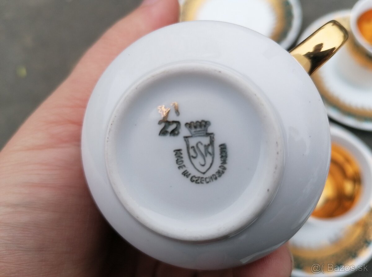 Predám zlato-tyrkysová porcelánová sada - 8