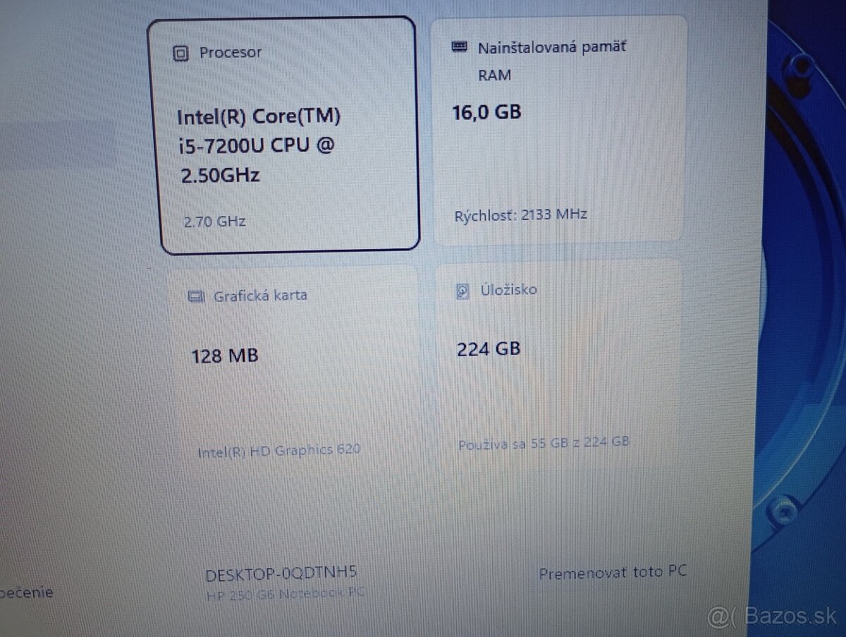 predám Hp 250 g6 / Intel core i5 / 16gb ram / Windows 11 - 8