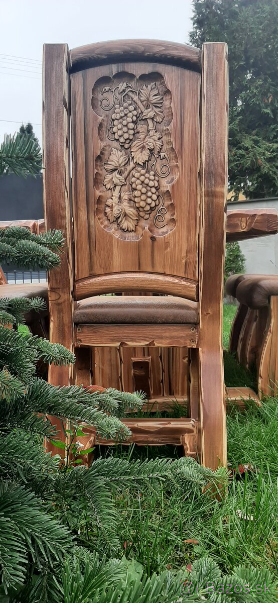 Drevený stôl 160×90 +6 stolićkov do vinnice - 8