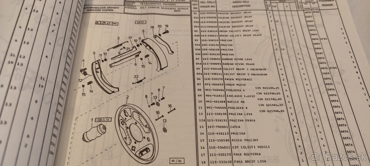 Škoda 105 , 120 , 130 Rapid - seznam náhradních dílů - 8