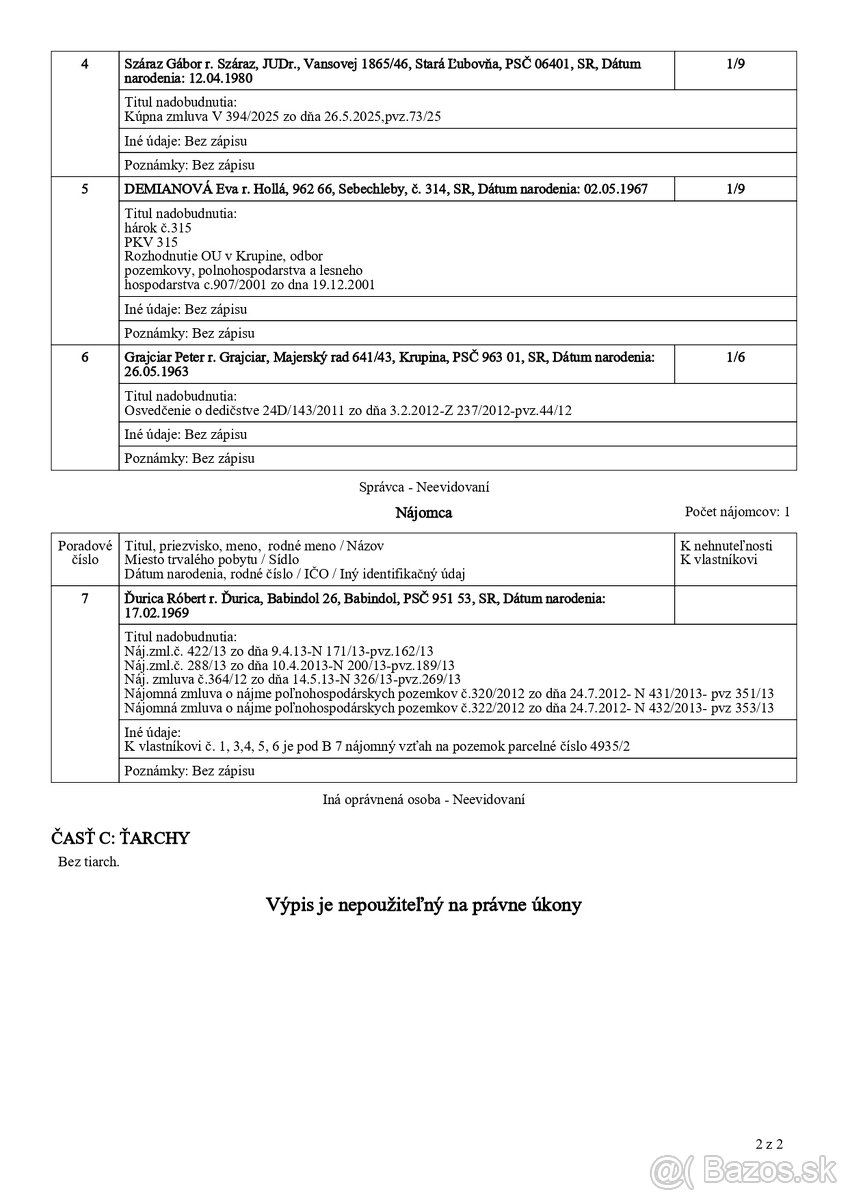 Predám podiely na nehnuteľnostiach v k.ú. Sebechleby - 8
