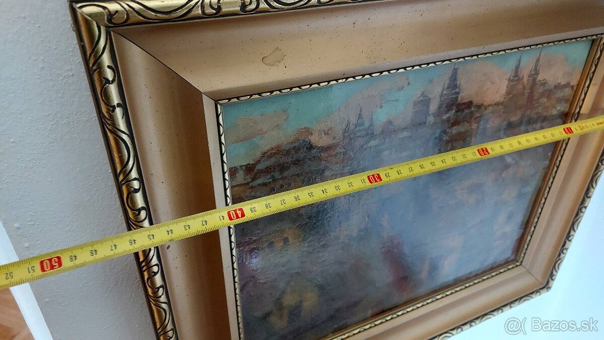 Predám starú olejomalbu na sololite sig. Maran G.S. Pražské - 8